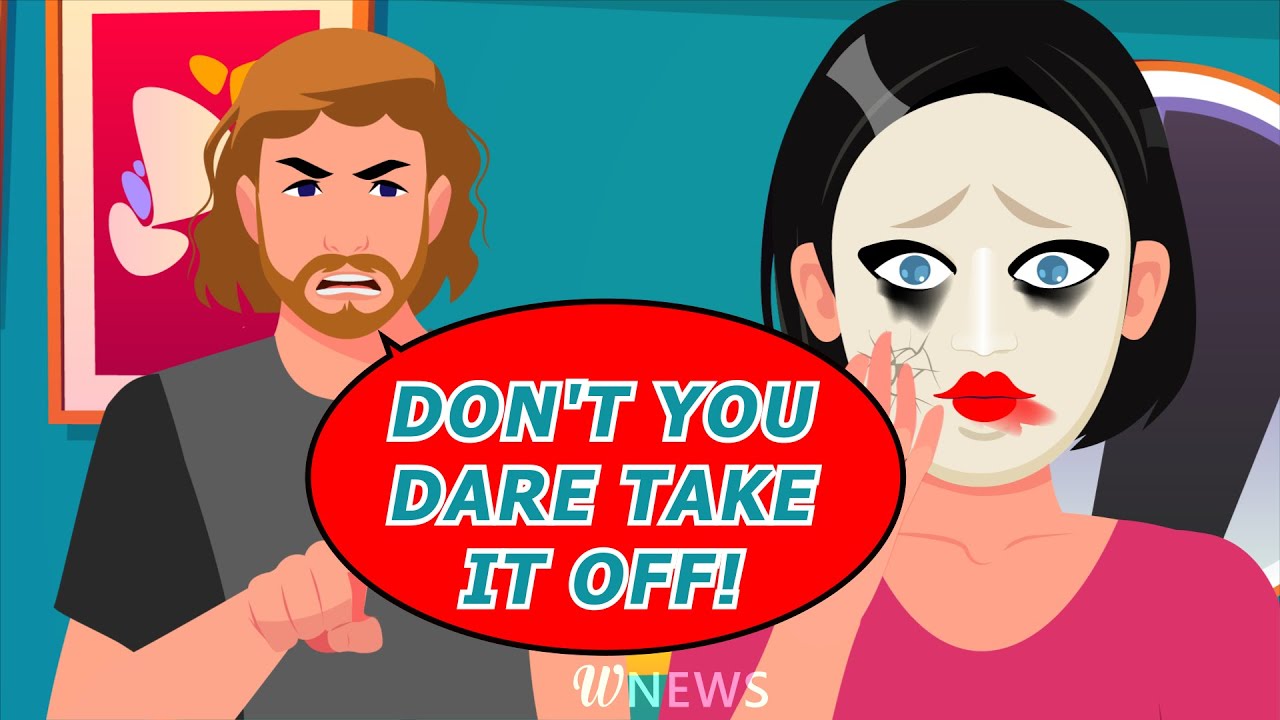 My boyfriend forced me to wear a creepy mask to hide my face