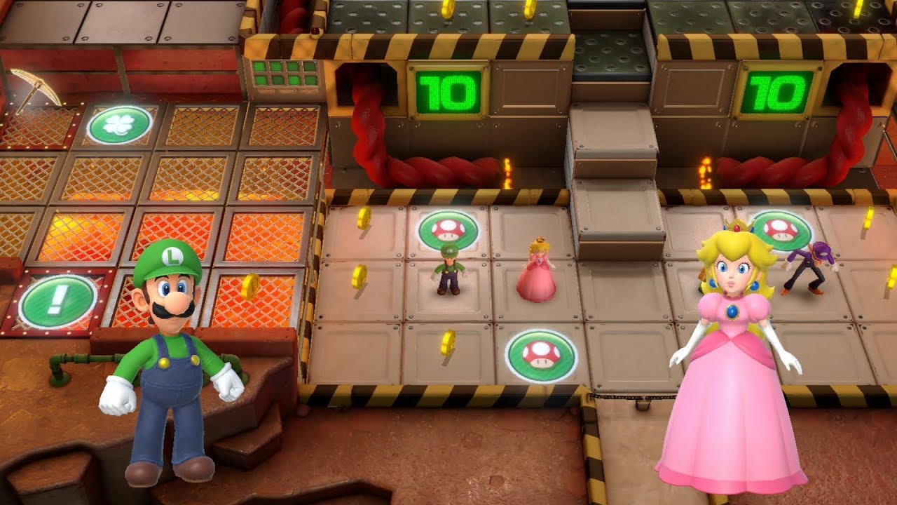 Super Mario Party Partner Party #144 Gold Rush Mine Luigi & Peach vs Hammer Bro & Waluigi