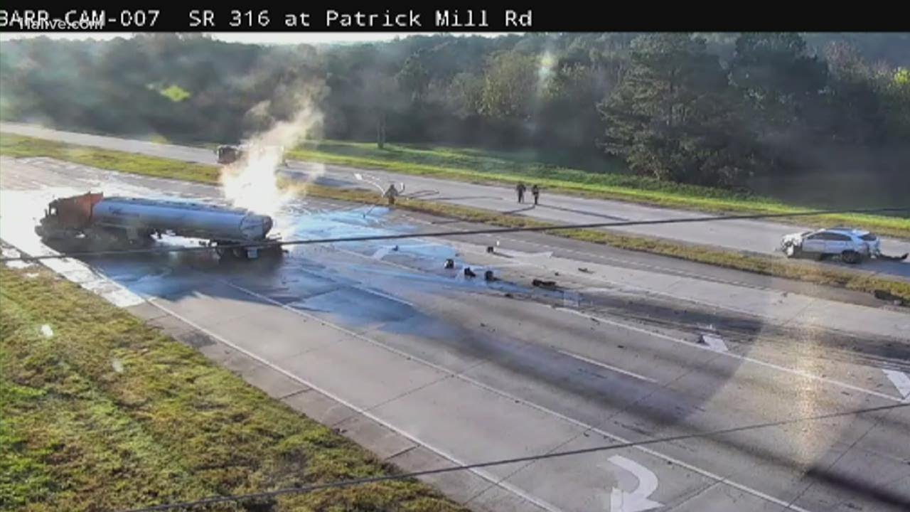 Tanker truck carrying ethanol crashes, catches fire