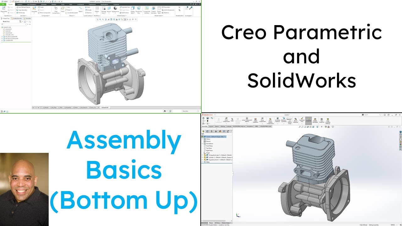SolidWorks - Creo Parametric Comparison - Assembly Basics (Bottom Up Design)
