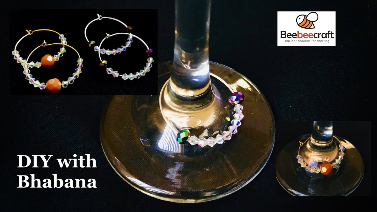 Beebeecraft Materials / Hoop Earring DIY / Wine Glass Ring, Glass Charms
