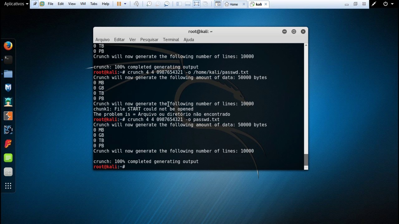 Como criar uma Wordlist crunch