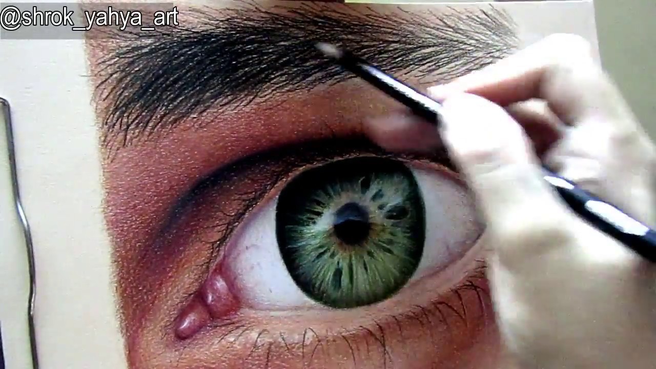تعليم الرسم بالالوان الخشب #4 | رسم عين رجل واقعية ~ بالتعاون مع قناة دعاء معاذ
