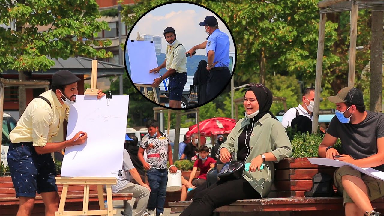 مقلب رسم الناس بالعافية وموقف الشرطة صدمني
