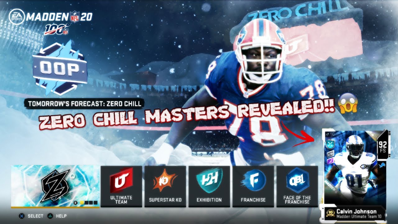 ZERO CHILL MASTERS REVEALED! CALVIN JOHNSON AND BRUCE SMITH! MADDEN 20 ULTIMATE TEAM