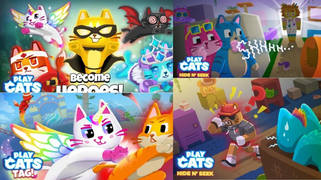 PLAYING ROBLOX PLAY CATS TAG & PLAY CATS HIDE & SEEK