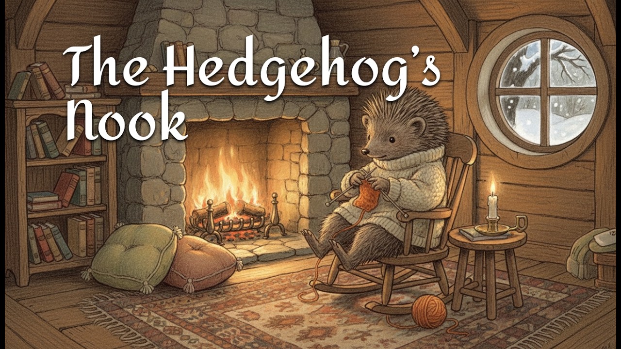 A Cozy Fireplace Night with a Little Hedgehog 🦔 | Gentle Folk Ambient Music
