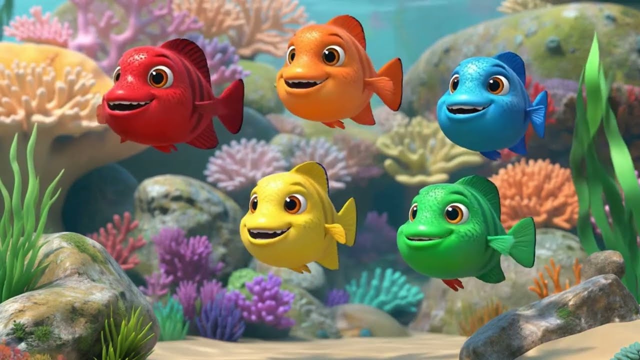 Песенка про пять маленьких рыбок 🐟 для дошкольников: счет от 1 до 5 | Веселая развивающая песенка...