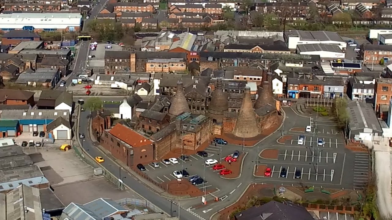 Aerial Drone Footage, Longton, Stoke on Trent, Staffordshire, UK. 14th April 2018
