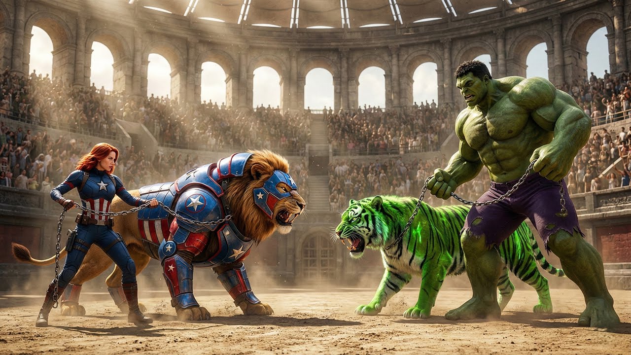 ⚔️ Ferocious HULK Tiger 🆚 Massive CAPTAIN AMERICA Lion King | Ultimate Wild Animal Fights Showdown