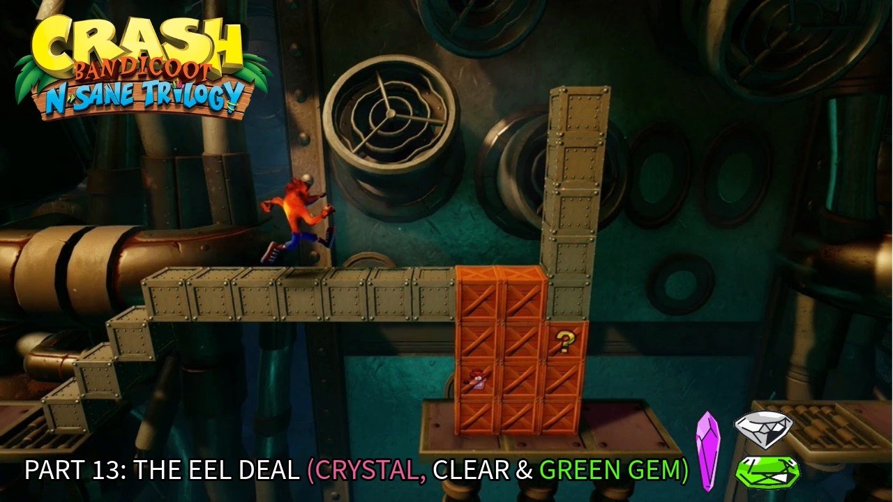 Crash Bandicoot 2 (N. Sane trilogy). 100% Walkthrough Part 13 - The eel deal(Crystal,ClearGreen gem)