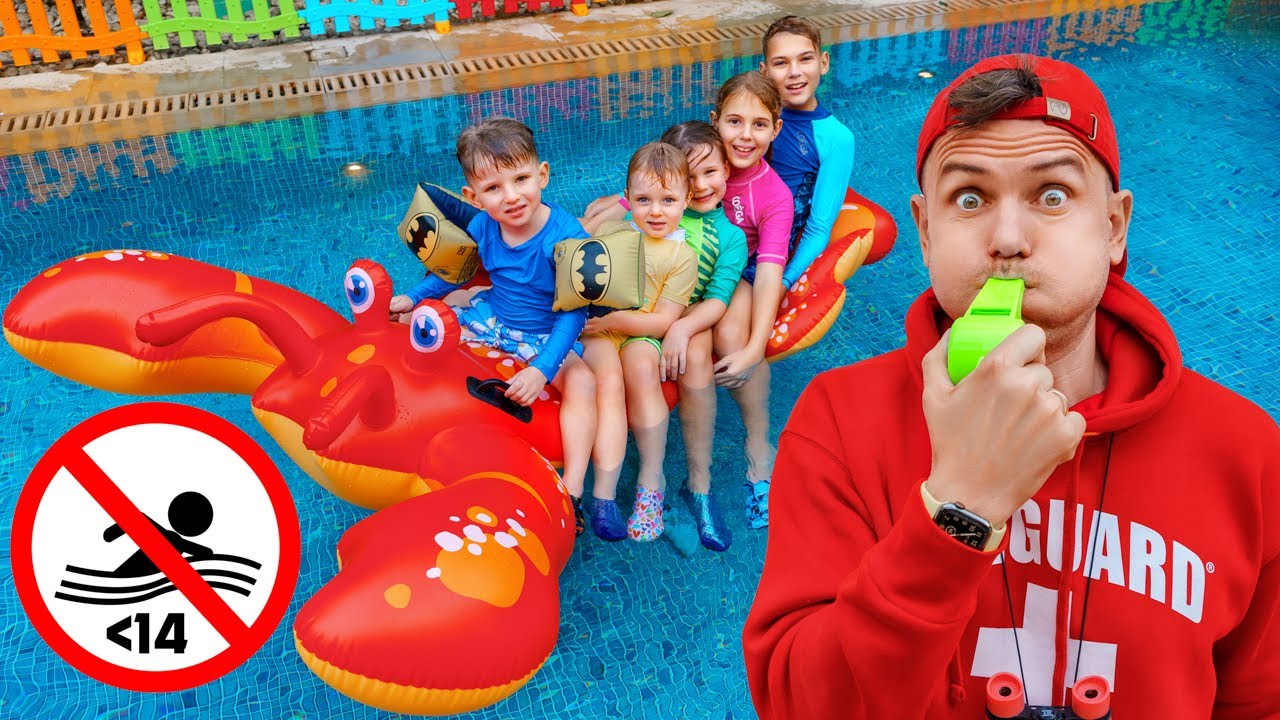 🌈 Vania y Mania aprenden las normas de seguridad en la piscina para niños | Juegos infantiles