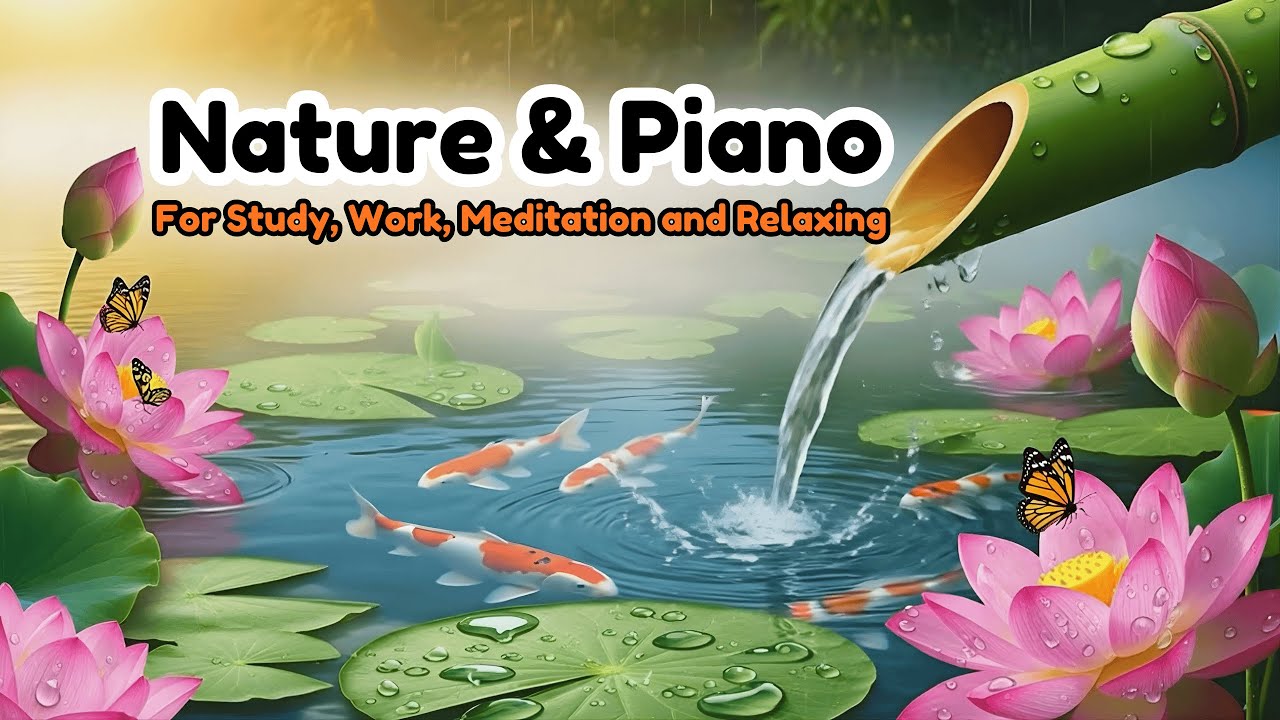 Nature Watefalling and Soft Piano Sound for Focus, Work, Study And Relaxing.