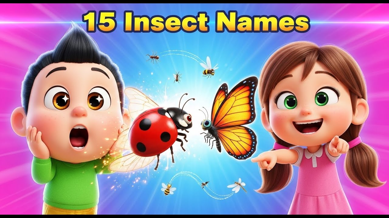 Insects for Kids | Learn About Insects & Bugs | 15 Insects Name | Preschool & Kindergarten