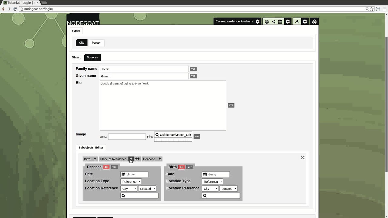nodegoat Tutorial 2: Entering Data