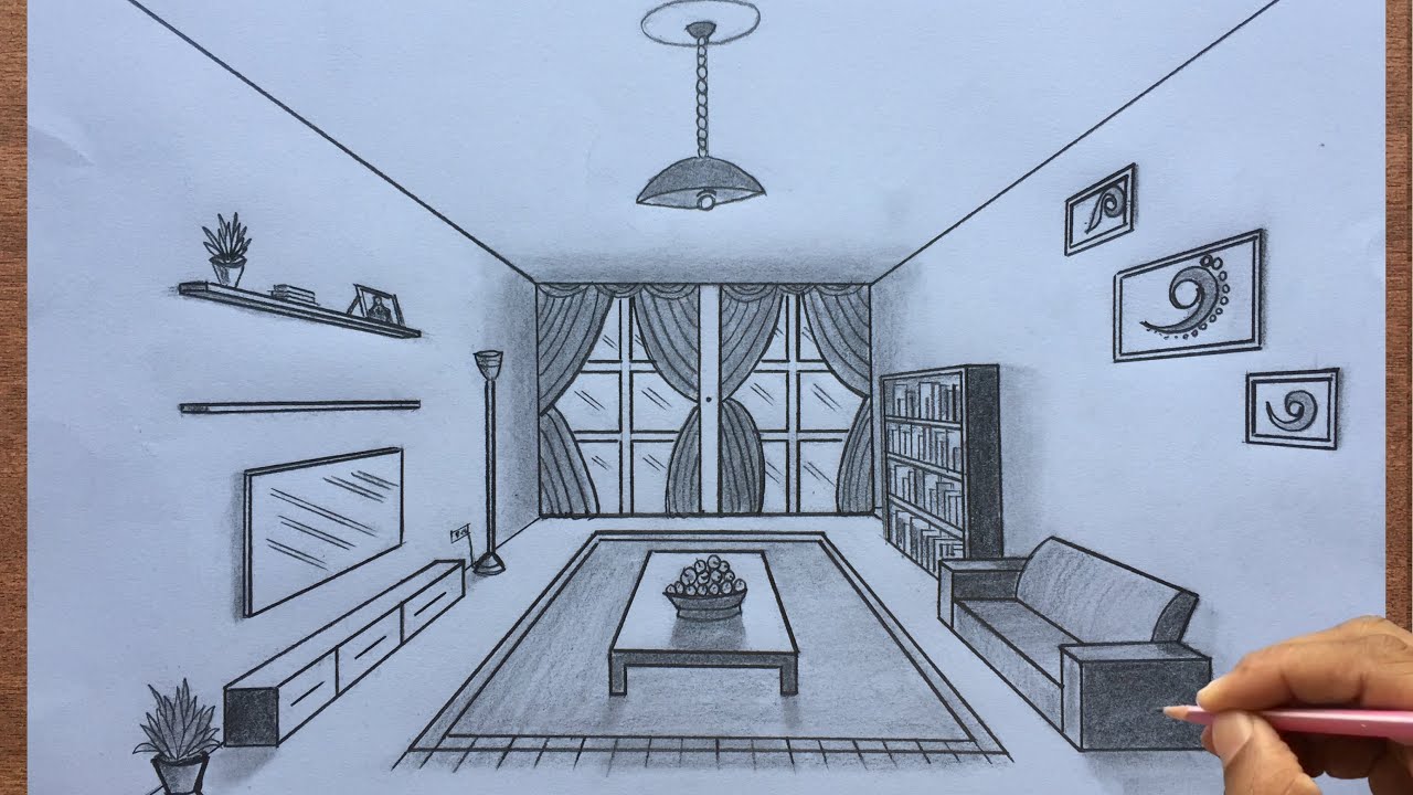 How to Draw a Room in 1-Point Perspective step by steps