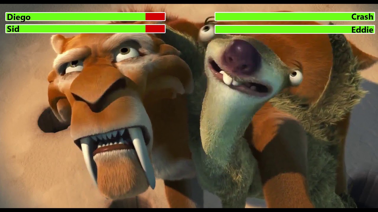 Diego & Sid vs. Crash & Eddie with healthbars