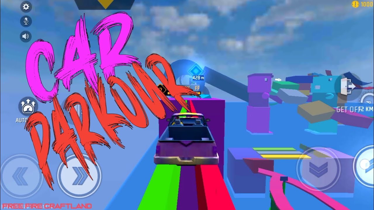 Car Parkour in free fire craftland | creative maps | free fire car with Parkour | explore craftland