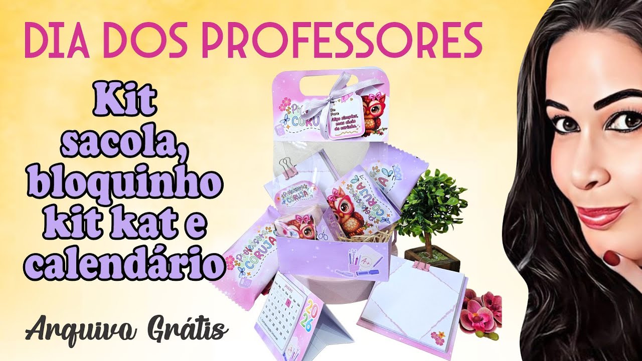 Kit sacola, bloquinho, kit kat e sabonete - dia dos professores | molde grátis #385