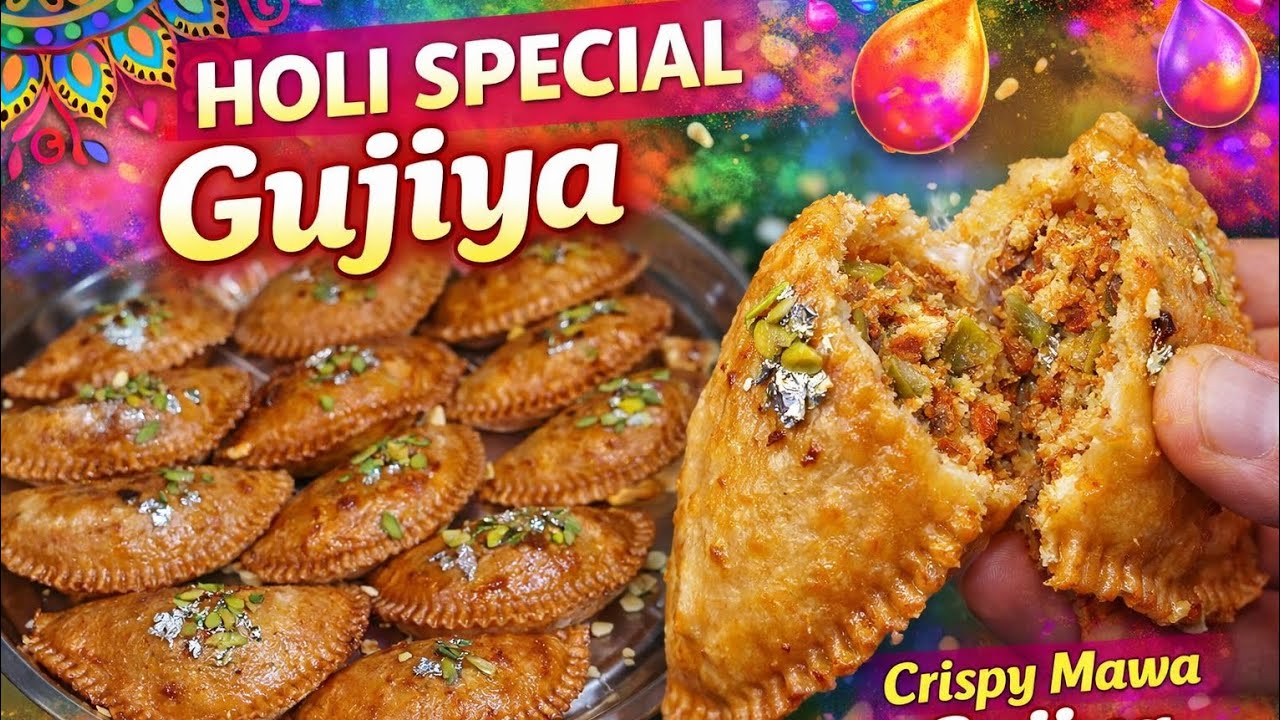 Holi Special Gujiya Recipe 2026 | Crispy Mawa Gujiya at Home | आज होली की स्पेशल गुजिया