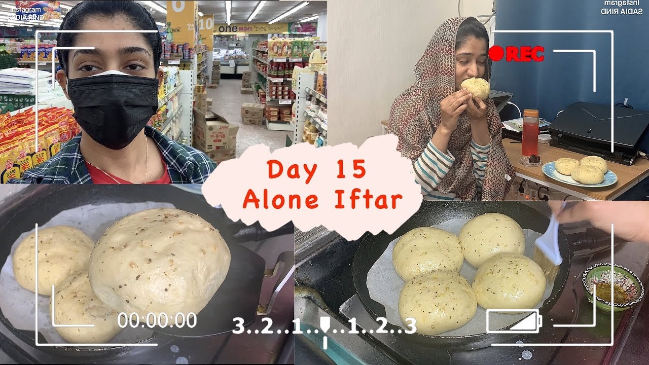 My Iftar Routine and grocery from Korean Mart | Day 15 | Chicken Buns Bites on Pan | SADIA RIND