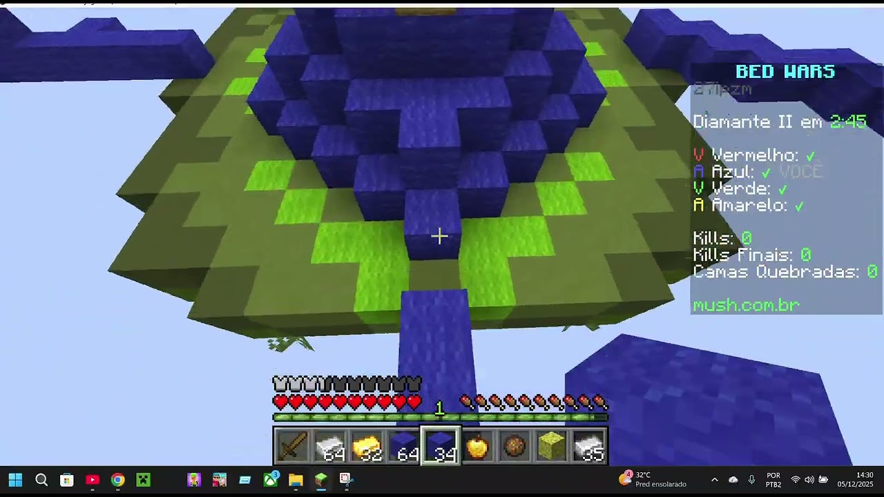 Jogando BedWars de Trios #bedwars #minecraft #brasil