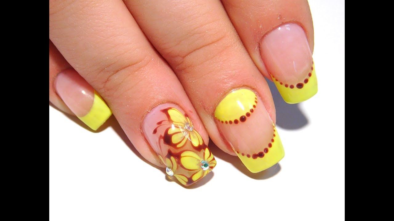 Желтые цветы ТОП Красивый и простой летний дизайн ногтей nail art