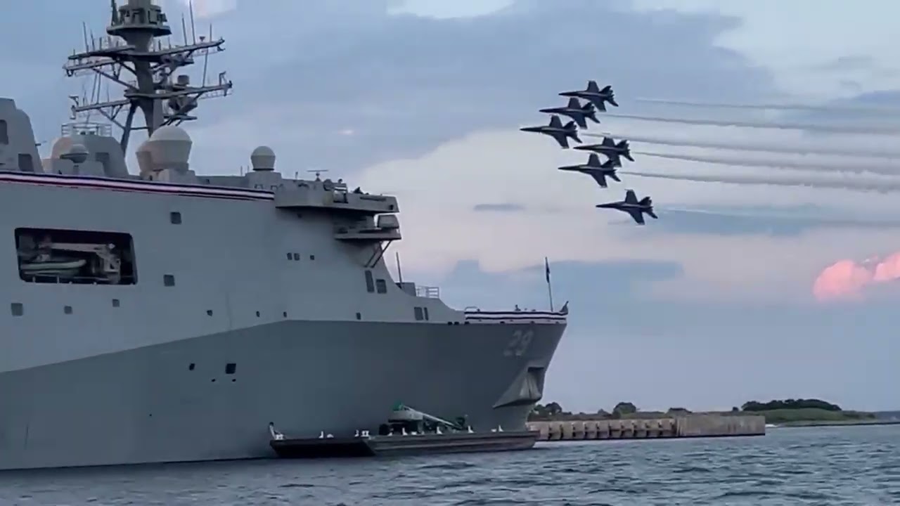 Blue Angels Fly Past the Future USS Richard M. McCool, Jr. (LPD 29)