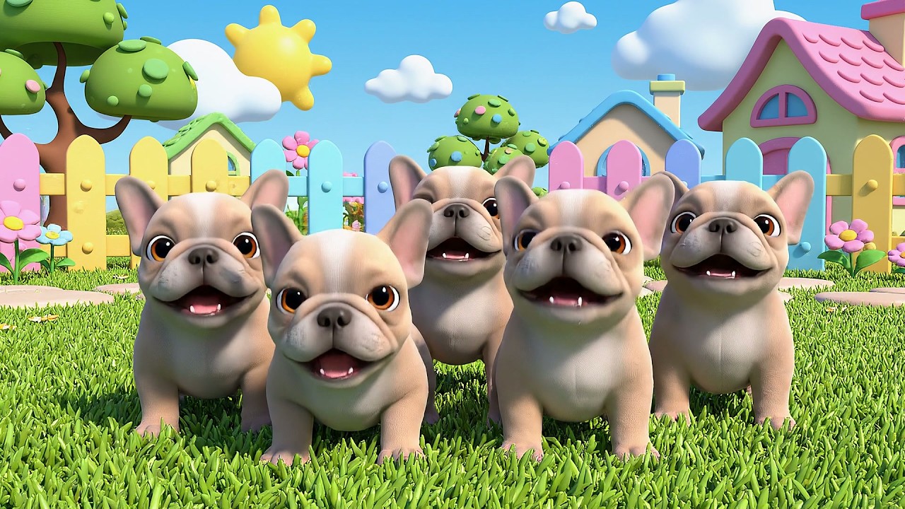 Cinco Cachorritos Ladran, Ladran, Ladran | Canciones de Mascotas y Rimas Infantiles