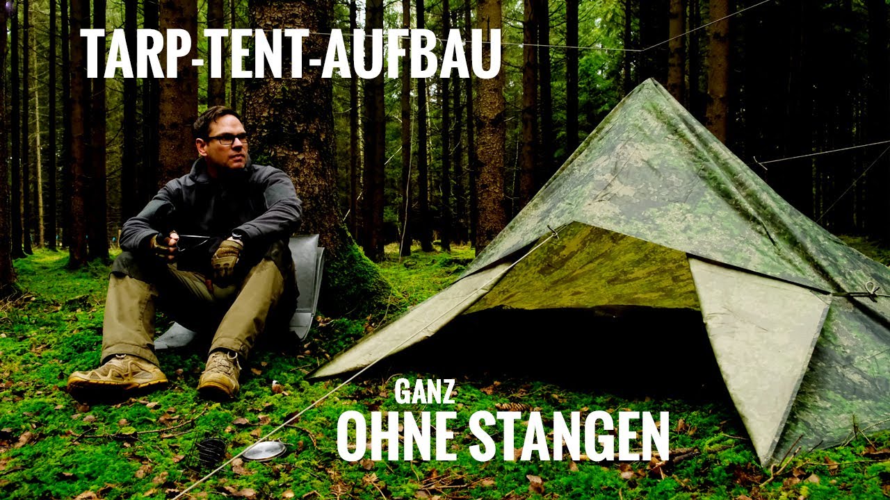 Tarp-Tent-Aufbauvariante – ganz ohne Stangen