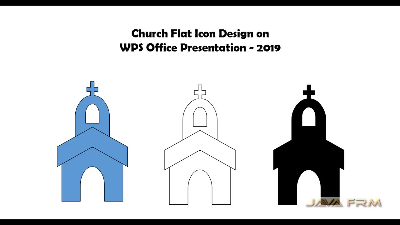WPS office Presentation 2019 - How to draw Church flat icon - WPS Presentation drawing