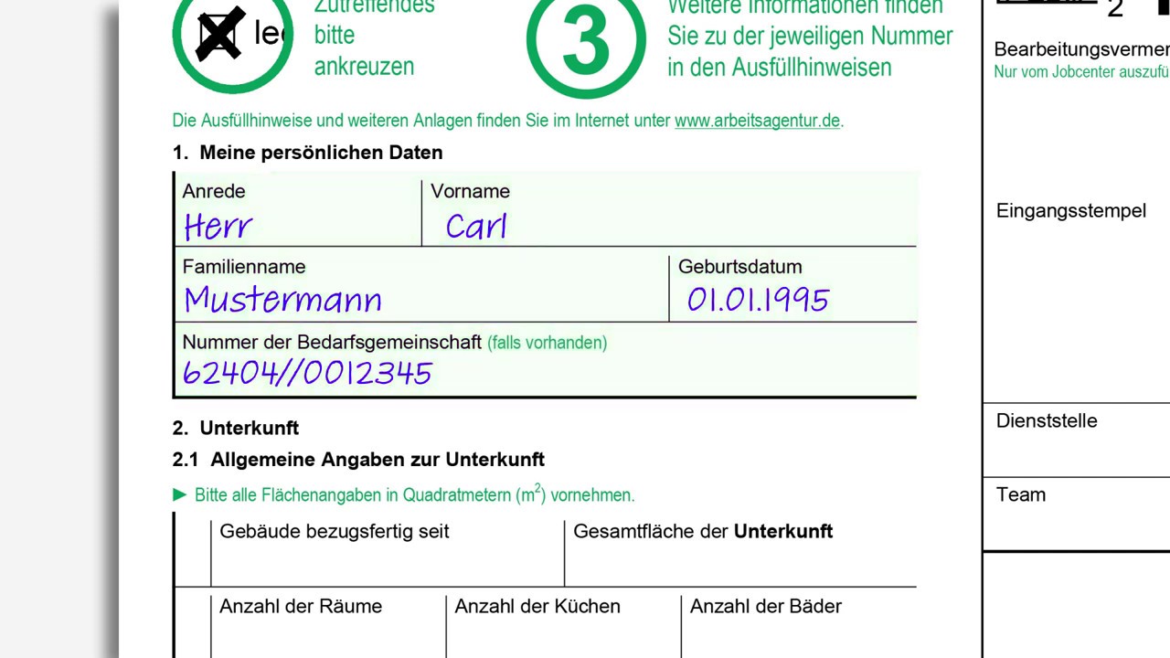Anlage Kosten der Unterkunft (KdU) ausfüllen - Jobcenter Rhein-Neckar
