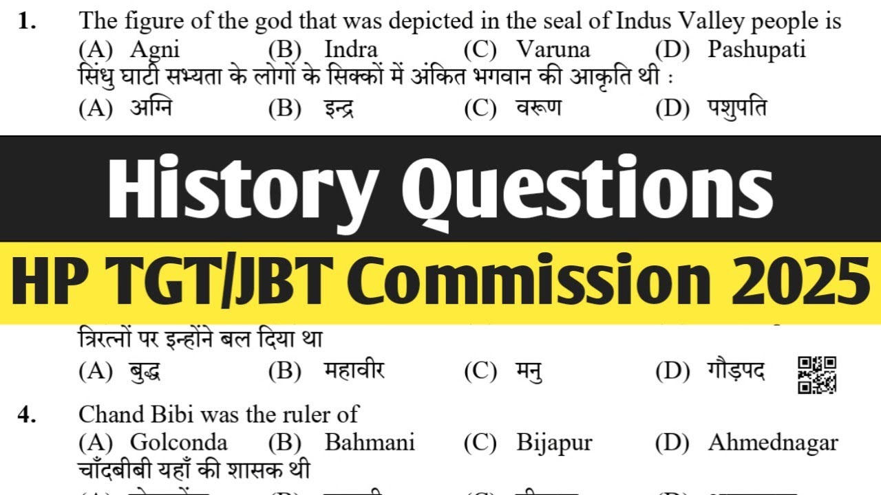 HISTORY QUESTIONS FOR HP TGT/JBT COMMISSION 2025
