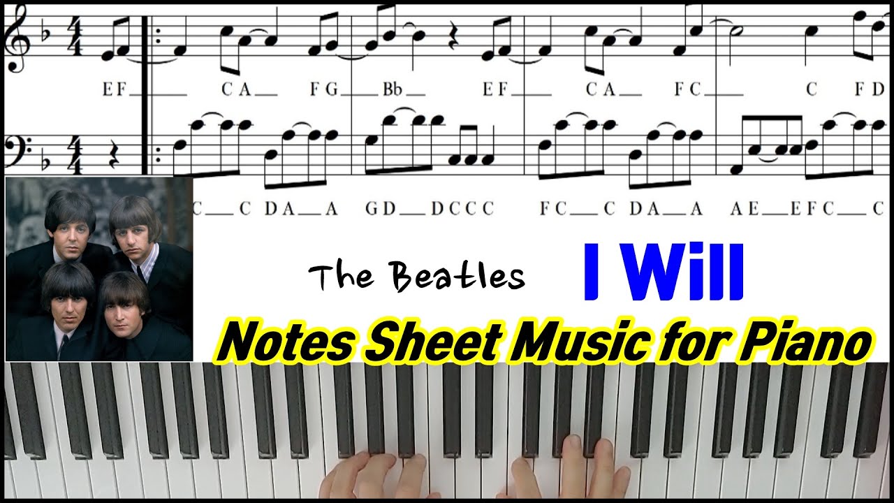The Beatles - I Will Notes Sheet Music for Piano | VERY EASY Piano TutorialㅣPiano NotesㅣPiano Cover