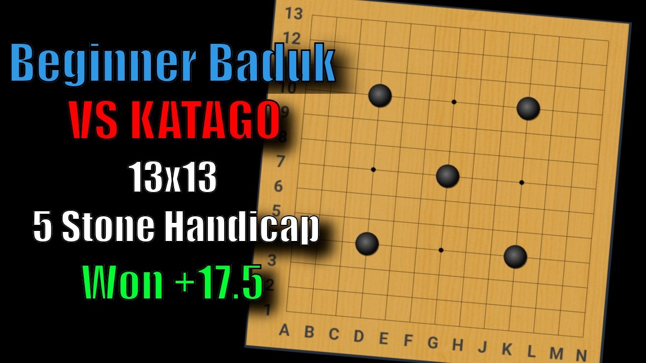 Beginner vs Katago | 13x13 5 Stone Handicap | Baduk / Go / Weiqi