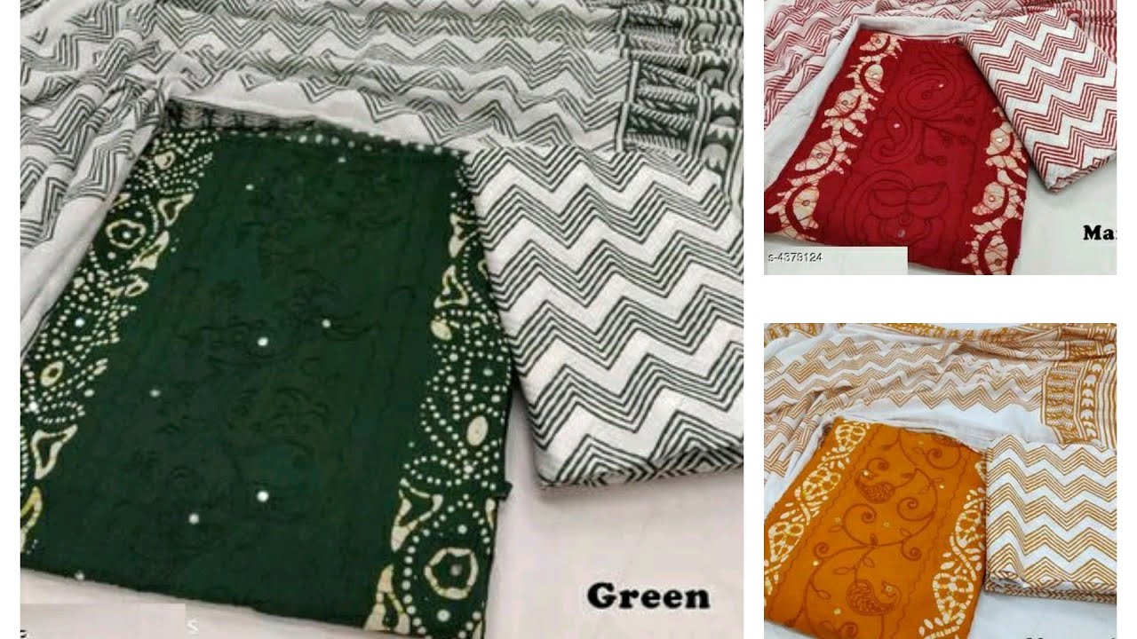 Cotton dress material || bandhani and thread work || unstiched || COD