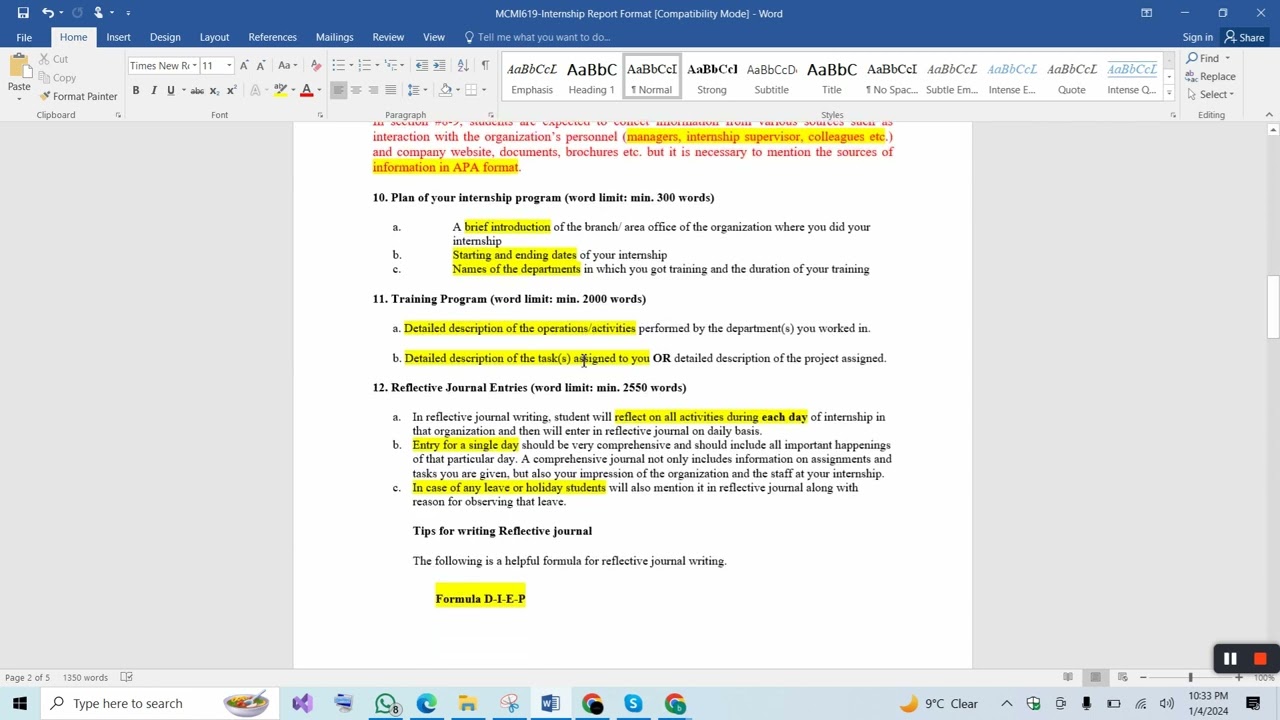 MCMI619 Internsip report Assigment