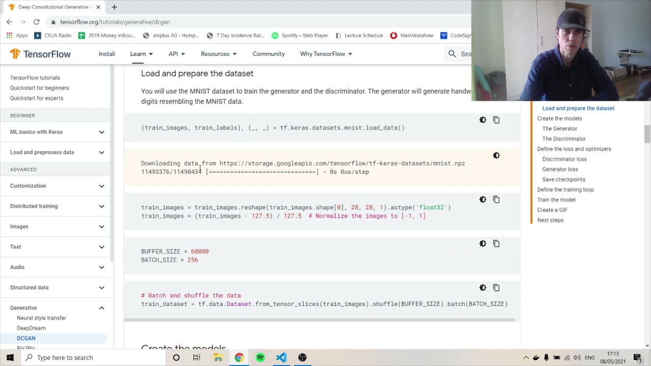Deep Convolutional Generative Adversarial Network Tutorial from Tensorflow Website