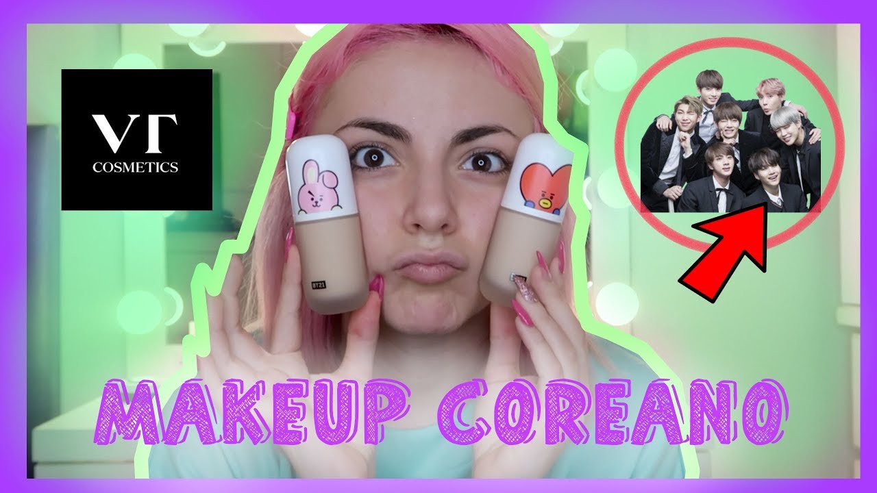¡PROBANDO MAQUILLAJE COREANO! (BT21 by BTS + VT Cosmetics) | Cande Copello
