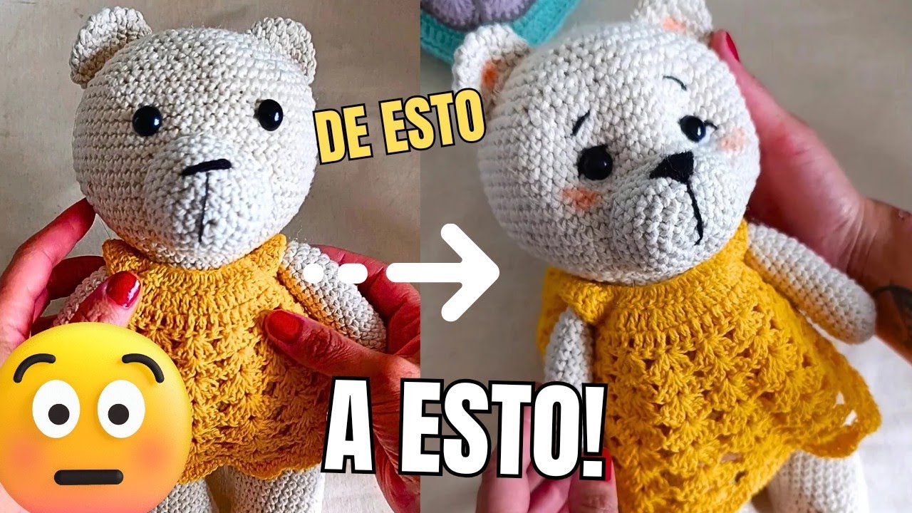 INCREIBLE TRANSFORMACION!!!😮MEJORA LA EXPRESIÓN DE TUS AMIGURUMIS💪#crochet #amigurumi