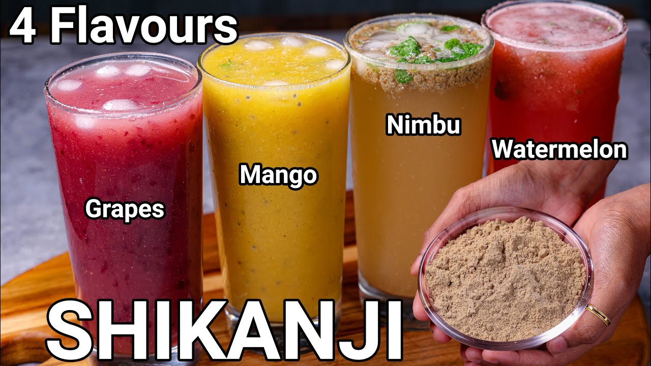 Shikanji Masala Recipe 4 Ways with Homemade Masala Powder - Lemonade, Mango, Grapes & Watermelon