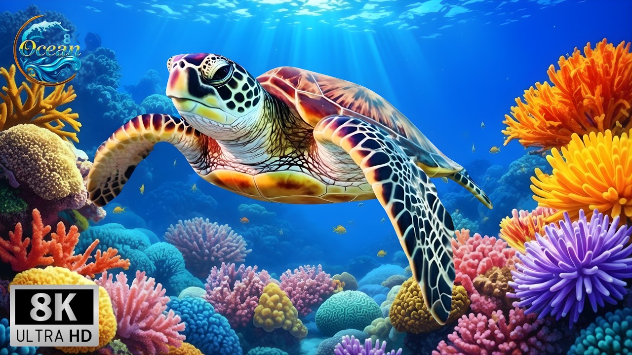 Relaxing 8K Aquarium World 🐠  Colorful Coral Reef & Calm Marine Life