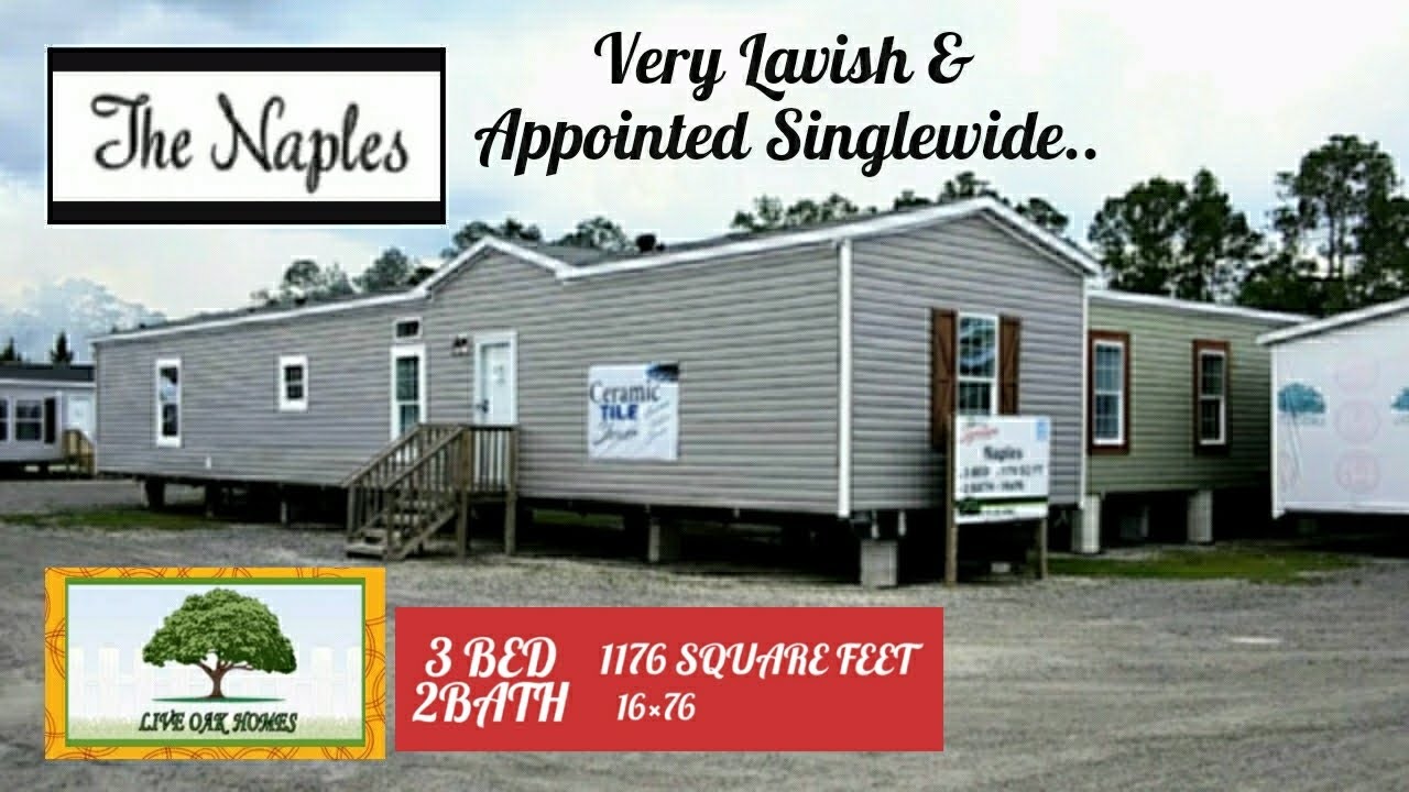 THE NAPLES BY LIVE OAK HOMES 3 BEDROOM 2 BATHROOM SINGLEWIDE 1176 SQUARE FEET 16 X 76