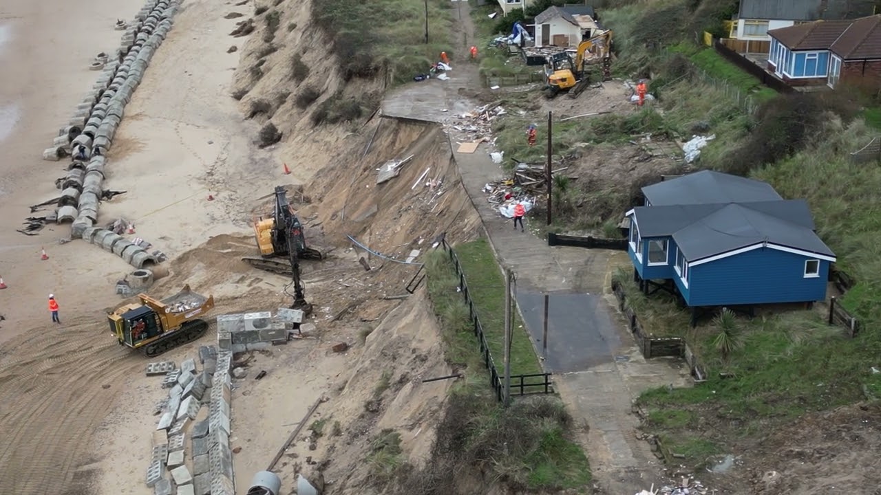 Hemsby: Demolition of five clifftop homes on the Marrams