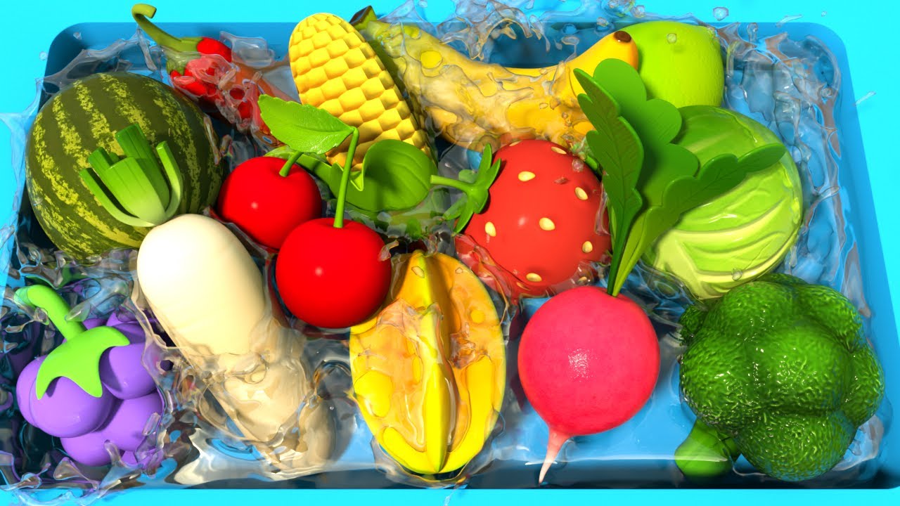 Fruits and Vegetables Fun in the Blue Pool | A 3D Animation Adventure for Toddlers on Dada Mama Kids