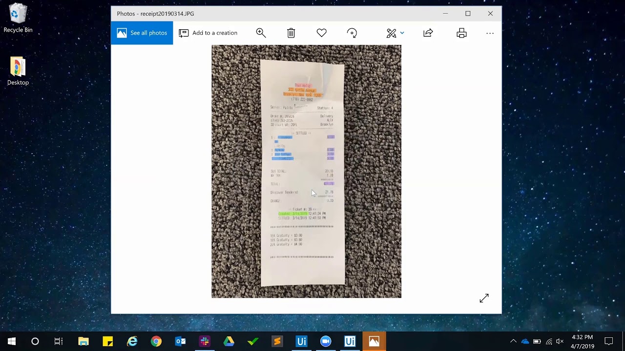 Machine Learning Demo: Receipt Reading and Expense Reporting