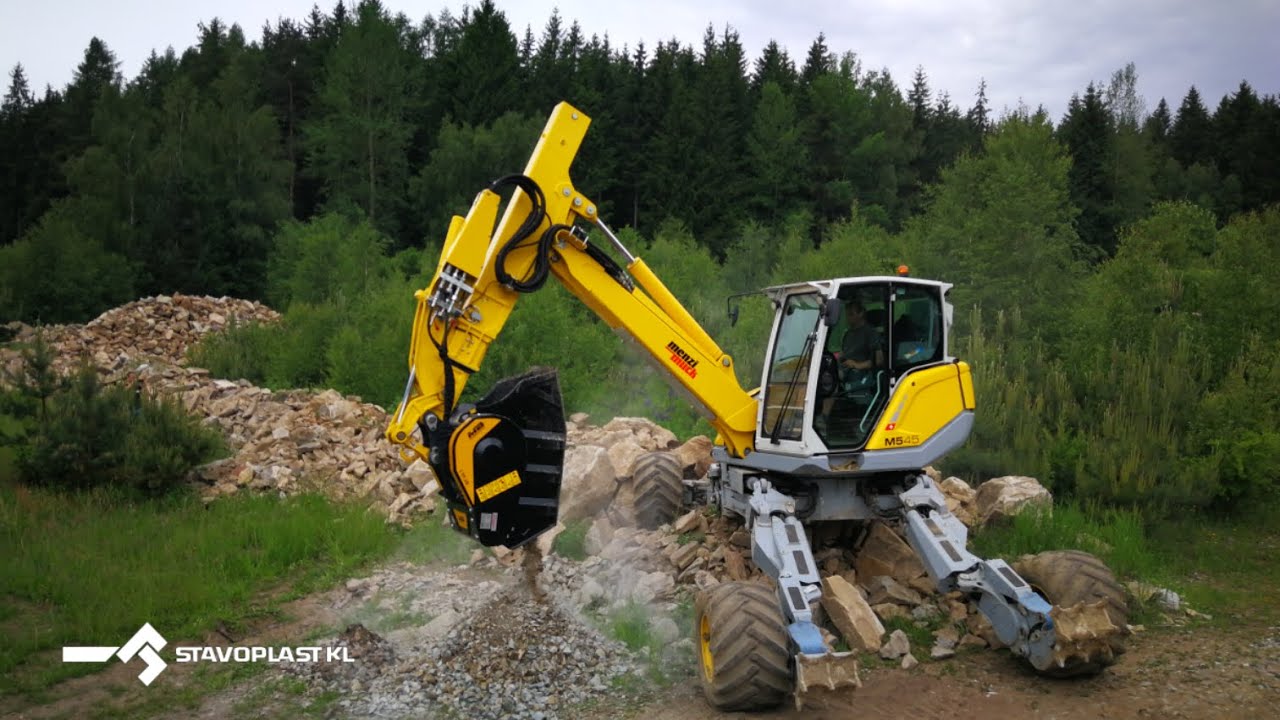Drcení kamene / Stone crushing - Menzi Muck M545 / STAVOPLAST KL / MB Crusher