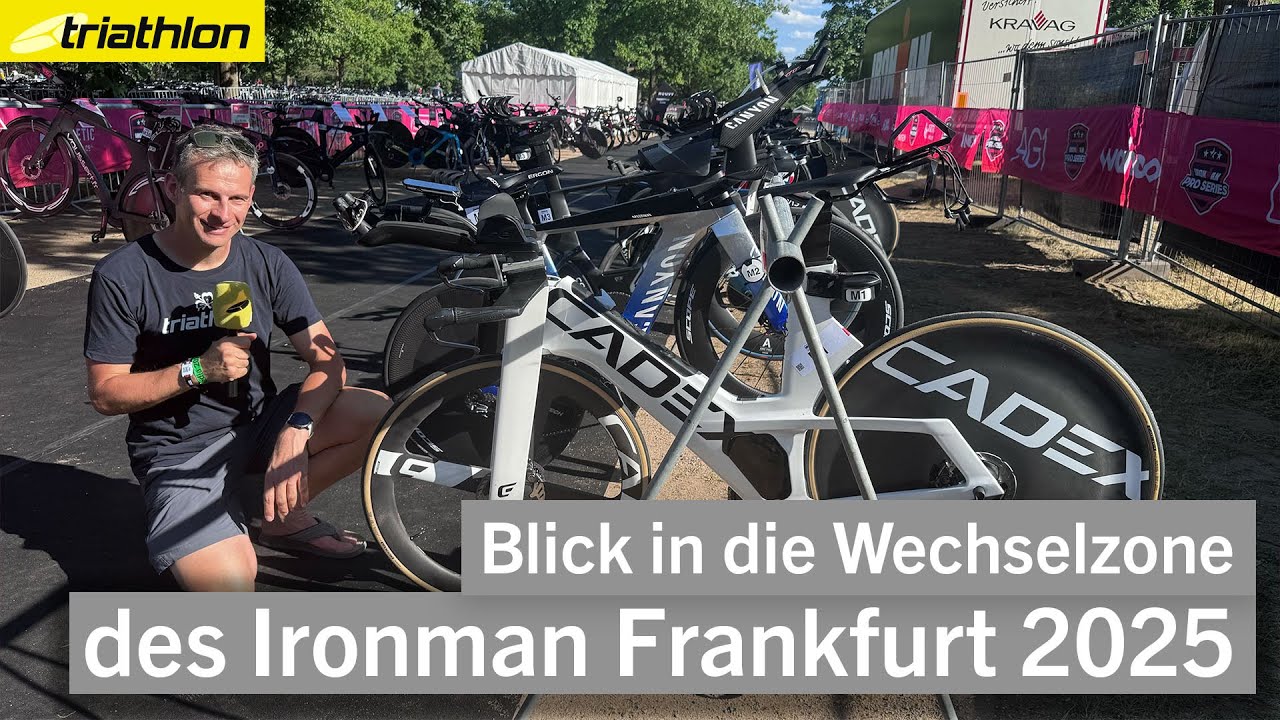 Blick in die Wechselzone: Die Räder bei der Ironman-EM 2025 in Frankfurt
