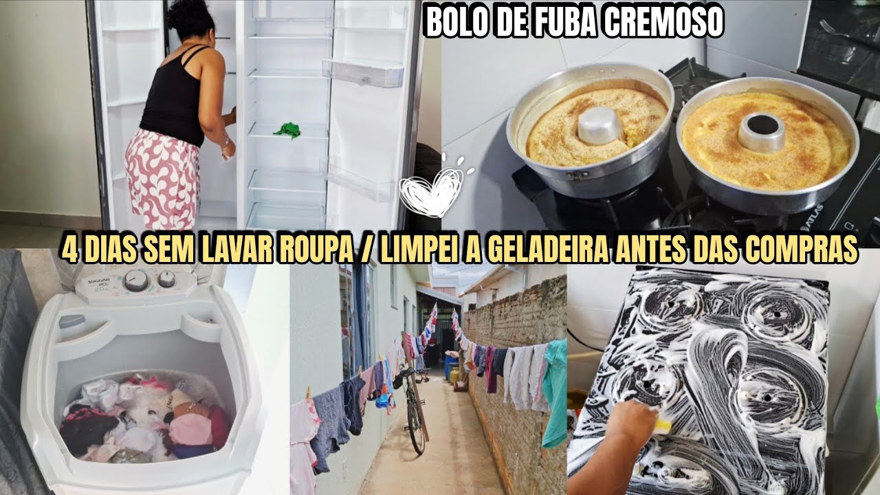 Lavei Roupa🧺  Faxinei a Geladeira e o fogão + Bolo Cremoso para o café da manhã 
