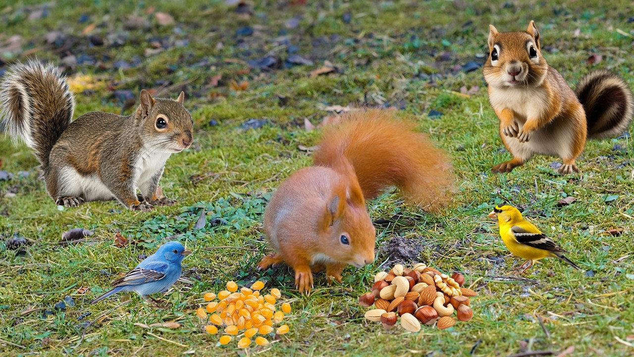 Cat Games | Funny Cats TV 🕊 Birds & Squirrels Pop By for a Picnic🕊️ Cats & Dogs Watching🐕🐈